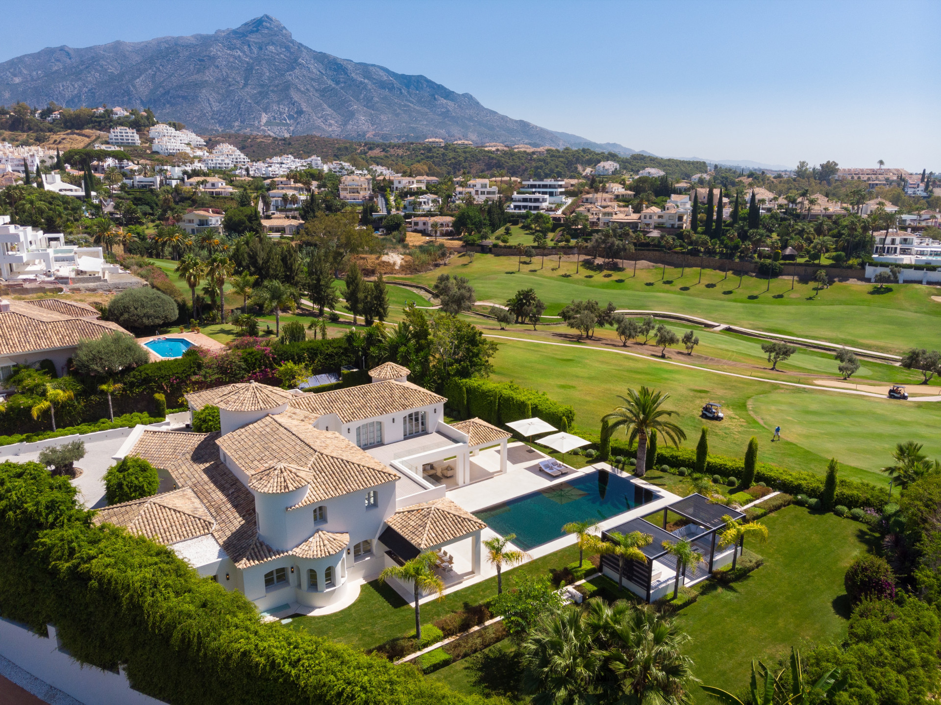 Infinity pool at dusk overlooking Marbella